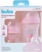 Kit 2 Mamadeiras Buba 120ml, 270ml Easy Flow Elefante Rosa Mamadeira Buba