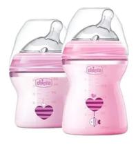 kit 2 mamadeiras chicco 150 ml + 250 ml rosa