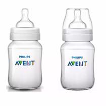 Kit 2 Mamadeiras Classic 260ml +1m Philips Avent Kit 2 Mamadeiras Classic 260ml +1m Philips Avent
