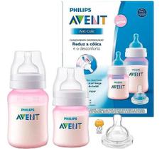 Kit 2 Mamadeiras Clássica Anticólica 125 e 260ml Rosa mais 1 Bico Extra n4 - Philips Avent