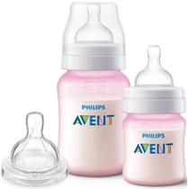 Kit 2 Mamadeiras Classica Rosa 125ML e 260ML + 1 Bico 6M+ Philips AVENT SCY119/14