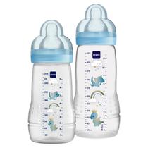 Kit 2 Mamadeiras Easy Active Set 270ml e 330ml 2m+ Mam Azul