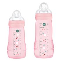 Kit 2 Mamadeiras Easy Active Set 270ml e 330ml 2m+ Mam Rosa