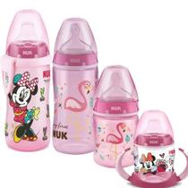 Kit 2 Mamadeiras First Choice + Copo Active + Copo 150ml Minnie Romero Nuk