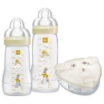 Kit 2 Mamadeiras Mam Easy Active 270ml e 330ml e Pote Dosador Medidor Porta Leite em Pó Mam Neutro