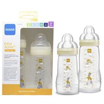 Kit 2 Mamadeiras Mam Easy Active Set 270ml (Bico 2 Fluxo Médio) e 330ml (Bico 3 Fluxo Rápido) - Baby MAM Cor:Neutra