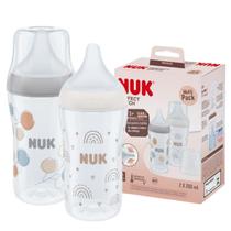 Kit 2 Mamadeiras Nuk Antivazamento Controle de Temperatura Perfect Match Bico Imita Seio Peito 260ml 3meses