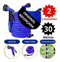 Kit 2 Mangueira Mágica 30m - Flexível, Reforçada, Azul Kit 2 Mangueira Mágica 30m - Flexível, Reforçada, Azul