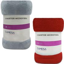 Kit 2 Manta Cobertor Queen Microfibra Soft Macia Fleece 220x240cm Camesa - Emcompre
