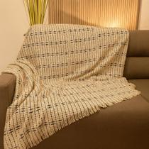 Kit 2 Manta Gigante King Sofá 2,40 x 1,80 m 2 ou 3 Lugares King Size Retrátil Algodão Capa p/ Sofa COR:CRUA/PRETO