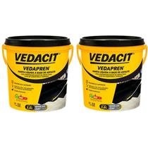 Kit 2 Manta Líquida Base de Asfalto p/ Impermeabilização - Vedapren Preto 3,6l Kit 2 Manta Líquida Base de Asfalto p/ Impermeabilização - Vedapren Preto 3,6l