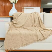 Kit 2 Manta p/ Sofá Super King 4,00 x 1,80m Algodão Proteção Decoração Capa Protetora-VÁRIAS CORES COR:BEGE AREIA