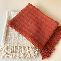 kit 2 Manta Para Sofá E Peseira De Cama Terracota E Cru Detalhe Em Quadriculado 1,20X1.80 kit 2 Manta Para Sofá E Peseira De Cama Terracota E Cru Detalhe Em Quadriculado 1,20X1.80