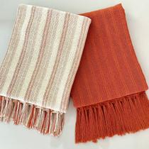 kit 2 Manta Para Sofá E Peseira De Cama Terracota E Terra Faixa Detalhe Em Quadriculado 1,20X1.80