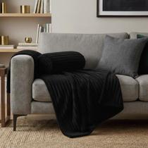 Kit 2 Mantas Casal Microfibra Soft Toque Aveludado e Suave Macia Coberta Macia Riscada