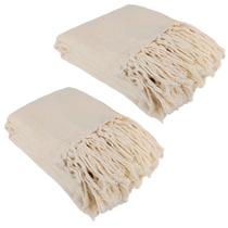 Kit 2 Mantas Para Sofá Bege 240x180 em Algodão