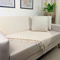 Kit 2 Mantas Para Sofá Bege 240x180 em Algodão Kit 2 Mantas Para Sofá Bege 240x180 em Algodão