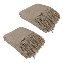 Kit 2 Mantas Para Sofá Caramelo 240x180 em Algodão