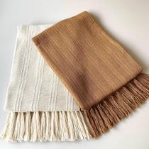 kit 2 Mantas Para Sofá Caramelo Luxo e Cru 1,20x1,80m Decoração De Luxo E Proteção 100% Algodão