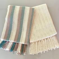 Kit 2 Mantas Para Sofá Pistache De Faixa E Cru Xale Proteção e Conforto Luxo 100% Algodão Tear Kit 2 Mantas Para Sofá Pistache De Faixa E Cru Xale Proteção e Conforto Luxo 100% Algodão Tear