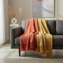 Kit 2 Mantas Para Sofá Terracota E Mostarda 1,20X1,80M Xale Decorativo De Luxo Mineiro Kit 2 Mantas Para Sofá Terracota E Mostarda 1,20X1,80M Xale Decorativo De Luxo Mineiro