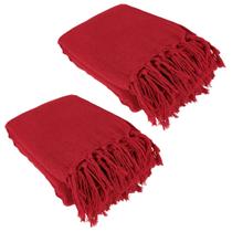 Kit 2 Mantas Para Sofá Vermelha 240x180 em Algodão