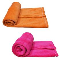 Kit 2 Mantas Pet Cor Laranja E Rosa