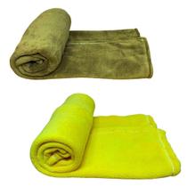 Kit 2 Mantas Pet Cor Marrom E Amarela Kit 2 Mantas Pet Cor Marrom E Amarela