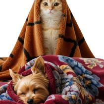 Kit 2 Mantinha Pet Soft Cobertor Cachorro e Gato Estampado
