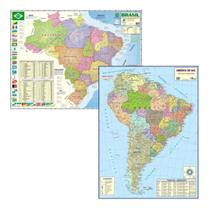 Kit 2 Mapas Brasil + America Do Sul 120 X 90 Atualizado - SPM