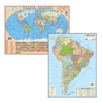 Kit 2 Mapas Mundi + America Do Sul 120 X 90 Atualizado