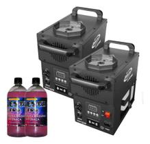 Kit 2 Máquinas De Fumaça Up Dmx 1500w C/leds Rgb + Liquidos