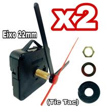 Kit 2 Maquinas Para Relógio De Parede 22mm Quartz Eixo Longo