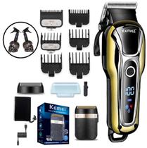 Kit 2 Maquinas Potentes Cortar Cabelo Barbeiro Corte Preciso Bivolt Barbeador Shaver Profissional