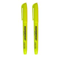 Kit 2 Marca Texto Amarelo Neon Masterprint Secagem Rápida Ponta Chanfrada