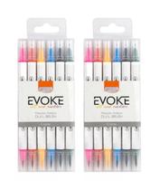 Kit 2 Marcador Artístico Evoke Dual Brush Pen C/ 6 Cores - Brw