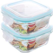 Kit 2 Marmita Fitness Para Refeições Armazenar Mantimentos - Pote Vidro 520ml Com Tampa Hermética Vasilha Transparente