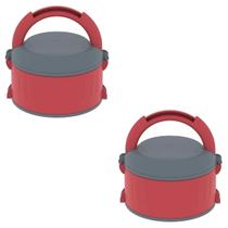 Kit 2 Marmita Termica Comida Com Alça 1,5L Sem Divisória Vermelha Soprano