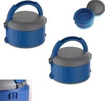 Kit 2 Marmita Termica1,5L Alimento Comida Trava Sem Divisória Azul