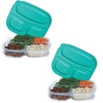 Kit 2 Marmitas 3x1 Com Divisórias e Tampa 25x19x4Cm