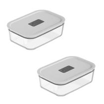 Kit 2 Marmitas de Vidro Herméticas 850ml Microondas e Air Fryer Anti Vazamento Cozinha Organização