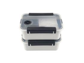 Kit 2 Marmitas Nitron Bom Apetite 800ML Bandeja C/ Divisórias e Válvula BPA Free Microondas