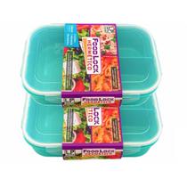 Kit 2 Marmitas Plástica Hermética Com Trava E Divisória 1L