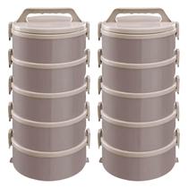 Kit 2 Marmitas Térmicas 5 Pratos Térmicos Empilháveis 1,8L Cappuccino Simonaggio