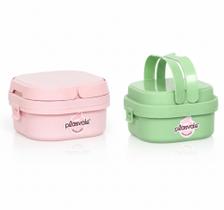 Kit 2 Marmitas Verde e Rosa Com 2 Compartimentos, Travas e Alças Plasvale