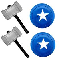 Kit 2 Martelos e 2 Escudos de Super-Herói Infantil Toy Master Kit 2 Martelos e 2 Escudos de Super-Herói Infantil Toy Master