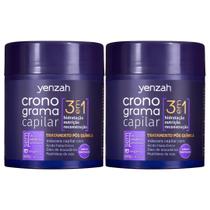 Kit 2 Mascara Cronograma Capilar 3 Em 1 Cabelo Danificado Tratamento Pos Quimica Vegano Yenzah 480g