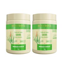 Kit 2 Máscara de Hidratação Capilar Cachos Babosa Macadâmia Nutrição Creme 1Kg Bio Extratus