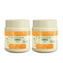Kit 2 Máscara de Hidratação Capilar Camomila Girassol Banho de Creme Iluminador 250g Bio Extratus