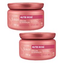 Kit 2 Máscara de Nutrição Capilar Nutri Rosé Repara Raiz e Ponta 250g Eudora Siàge Kit 2 Máscara de Nutrição Capilar Nutri Rosé Repara Raiz e Ponta 250g Eudora Siàge